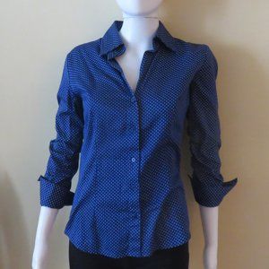New York & Company Women's Button-down Blue Blouse, Fitted, Size Small